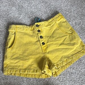Pilcro High Waist Yellow Women's Shorts
